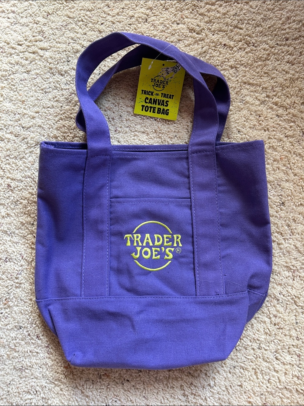 Trader Joe’s 13 “ canvas purple tote
